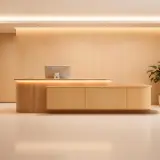 Modern Reception Desk With Rattan Panels - Maoters thumbnail 1