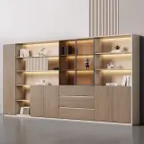 Modern Wooden Office Cabinet with Glass Doors thumbnail 2