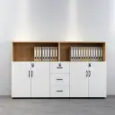 Lockable Wooden Low File Cabinet Bookcase thumbnail 2