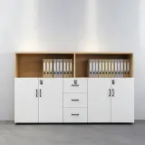 Lockable Wooden Low File Cabinet Bookcase thumbnail 2