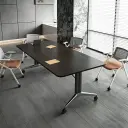 Office Dark Wood Rolling Conference Table - Maoters thumbnail 3