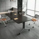 Office Dark Wood Rolling Conference Table - Maoters thumbnail 3