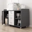 Modern Mobile Office Cabinet with Glass Front thumbnail 3