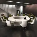 Modern Boardroom Round Conference Table - Maoters thumbnail 3
