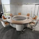 Modern Executive Boardroom Round Conference Table - Maoters thumbnail 2