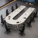 White Wooden Folding Conference Table – Mobile Modular Design thumbnail 3