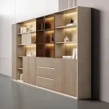 Modern Wooden Office Cabinet with Glass Doors thumbnail 3