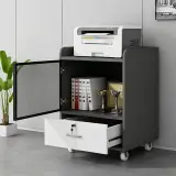 Rolling Wooden Office Cabinet for Document Storage thumbnail 3