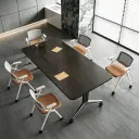 Office Dark Wood Rolling Conference Table - Maoters thumbnail 2
