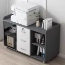 Modern Mobile Office Cabinet with Glass Front thumbnail 4