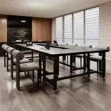 Portable Black Solid Wood Conference Table - Maoters thumbnail 2