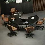 Modern Modular Round Mobile Meeting Table - Maoters thumbnail 2