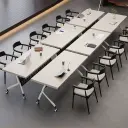 White Wooden Folding Conference Table – Mobile Modular Design thumbnail 4
