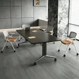 Office Dark Wood Rolling Conference Table - Maoters thumbnail 4