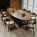 Meeting Room Solid Wood Large Conference Table - Maoters thumbnail 2