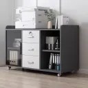 Modern Mobile Office Cabinet with Glass Front thumbnail 2