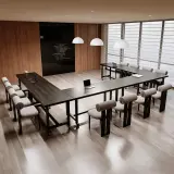 Portable Black Solid Wood Conference Table - Maoters thumbnail 4