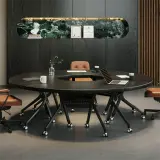 Modern Modular Round Mobile Meeting Table - Maoters thumbnail 4