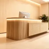 Modern Reception Desk With Rattan Panels - Maoters thumbnail 4