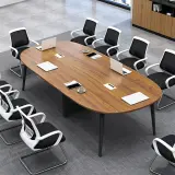 Modern Minimalist Oval Wood Conference Table - Maoters thumbnail 4