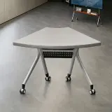 White Wooden Folding Conference Table – Mobile Modular Design thumbnail 1