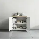White Wooden Password Lock Low Cabinet thumbnail 3