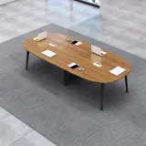 Modern Minimalist Oval Wood Conference Table - Maoters thumbnail 1