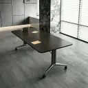 Office Dark Wood Rolling Conference Table - Maoters thumbnail 1