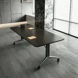Office Dark Wood Rolling Conference Table - Maoters thumbnail 1