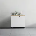 White Wooden Password Lock Low Cabinet thumbnail 1