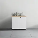 White Wooden Password Lock Low Cabinet thumbnail 1