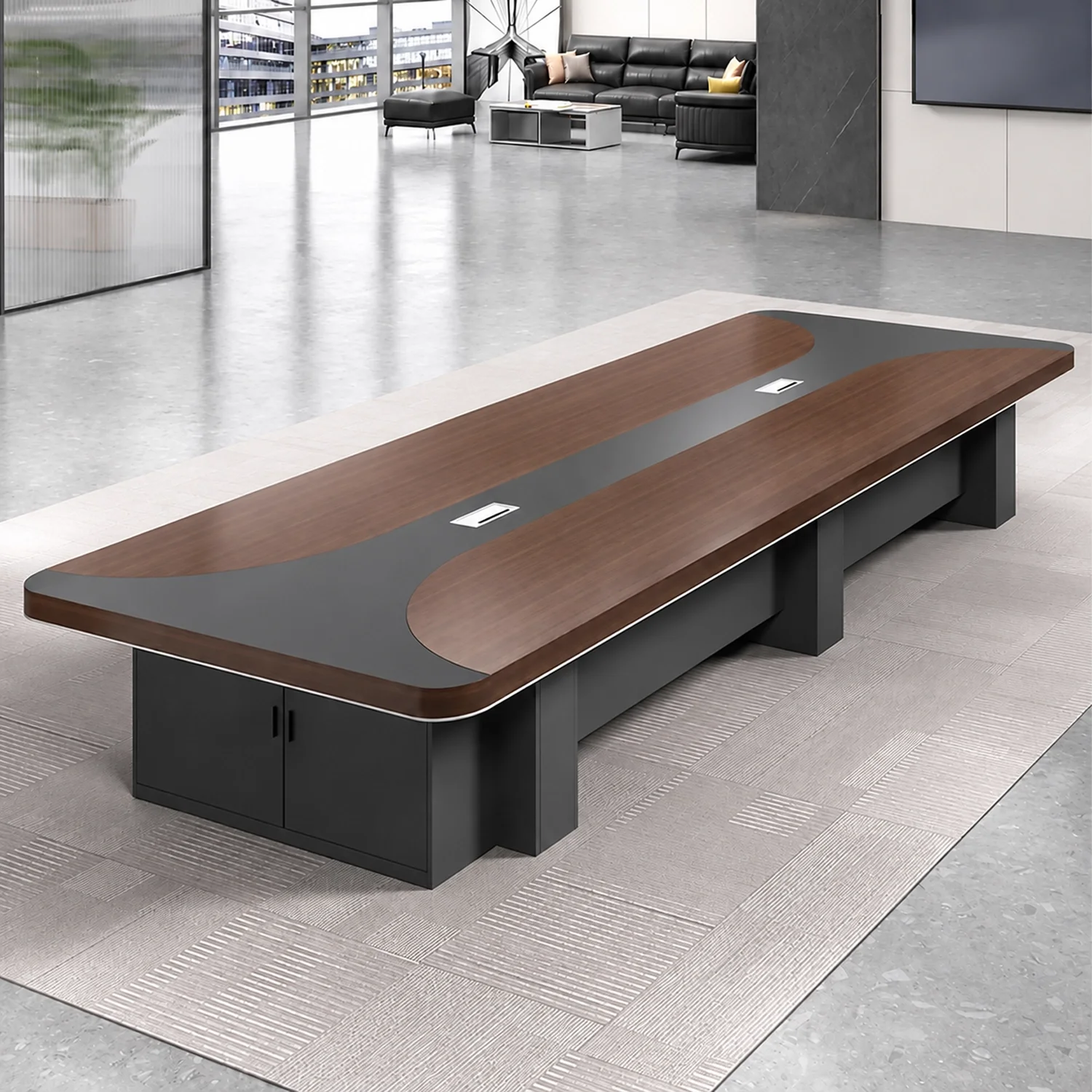 Large Boardroom Two-Tone Conference Table - Maoters