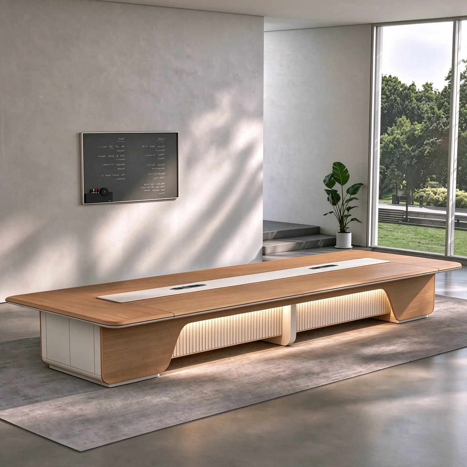 Modern Wood-Finish Conference Table for Office Meeting Rooms – Maoters