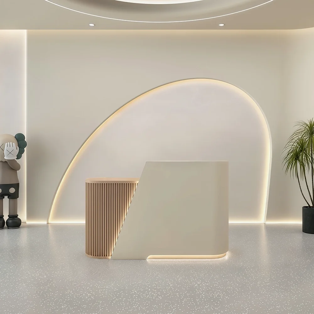 Curved Reception Desk – Salon & Training Center Counter