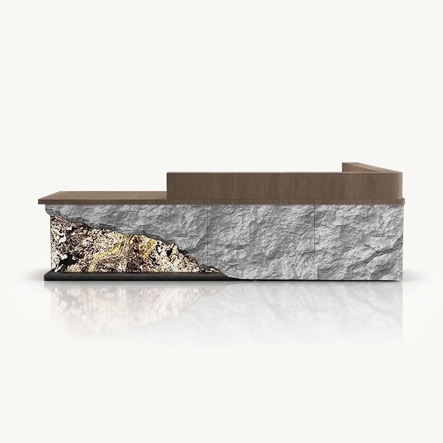 Modern Stone-Texture Reception Desk with Wood Top - Maoters