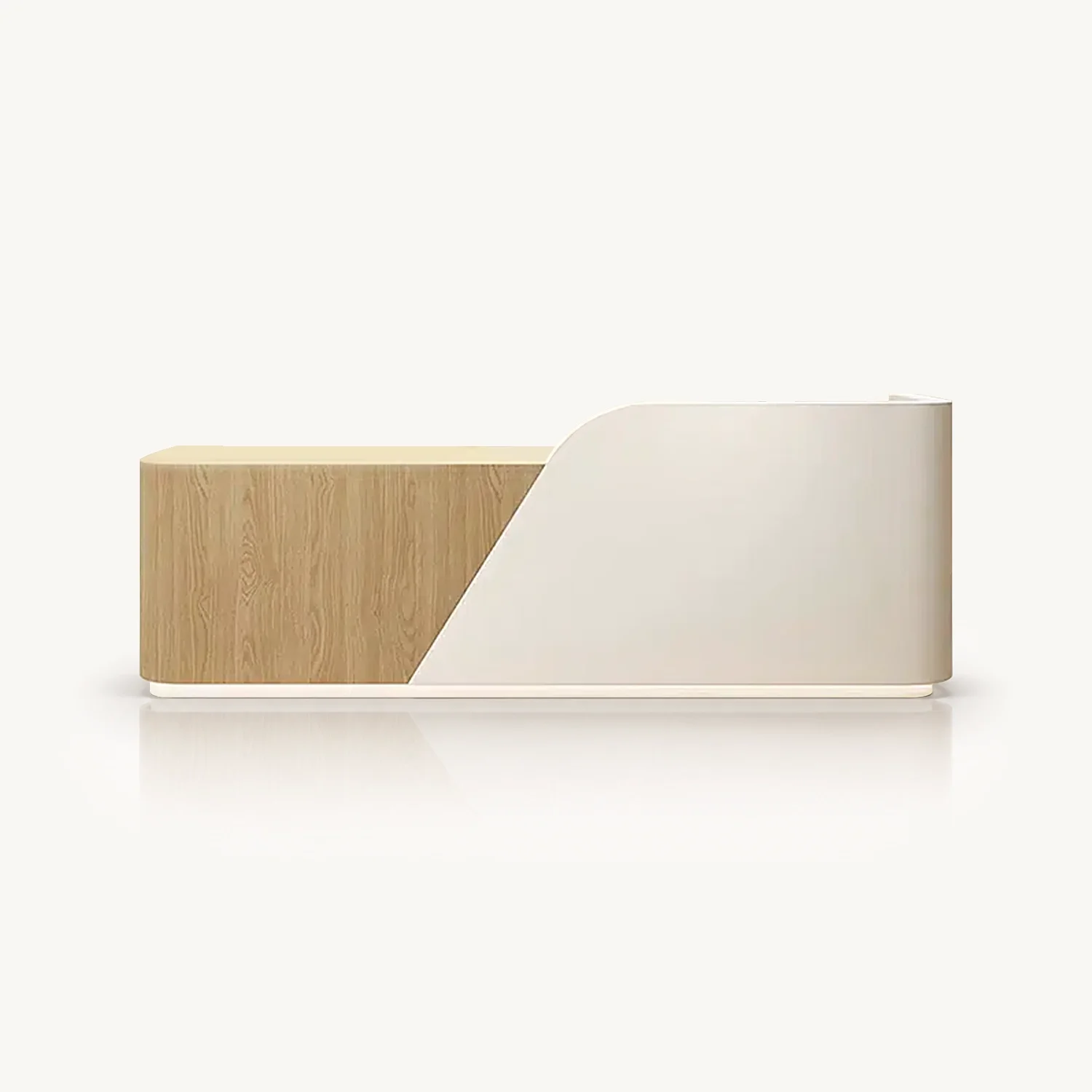 Minimal Two Material Curved Front Desk - Maoters
