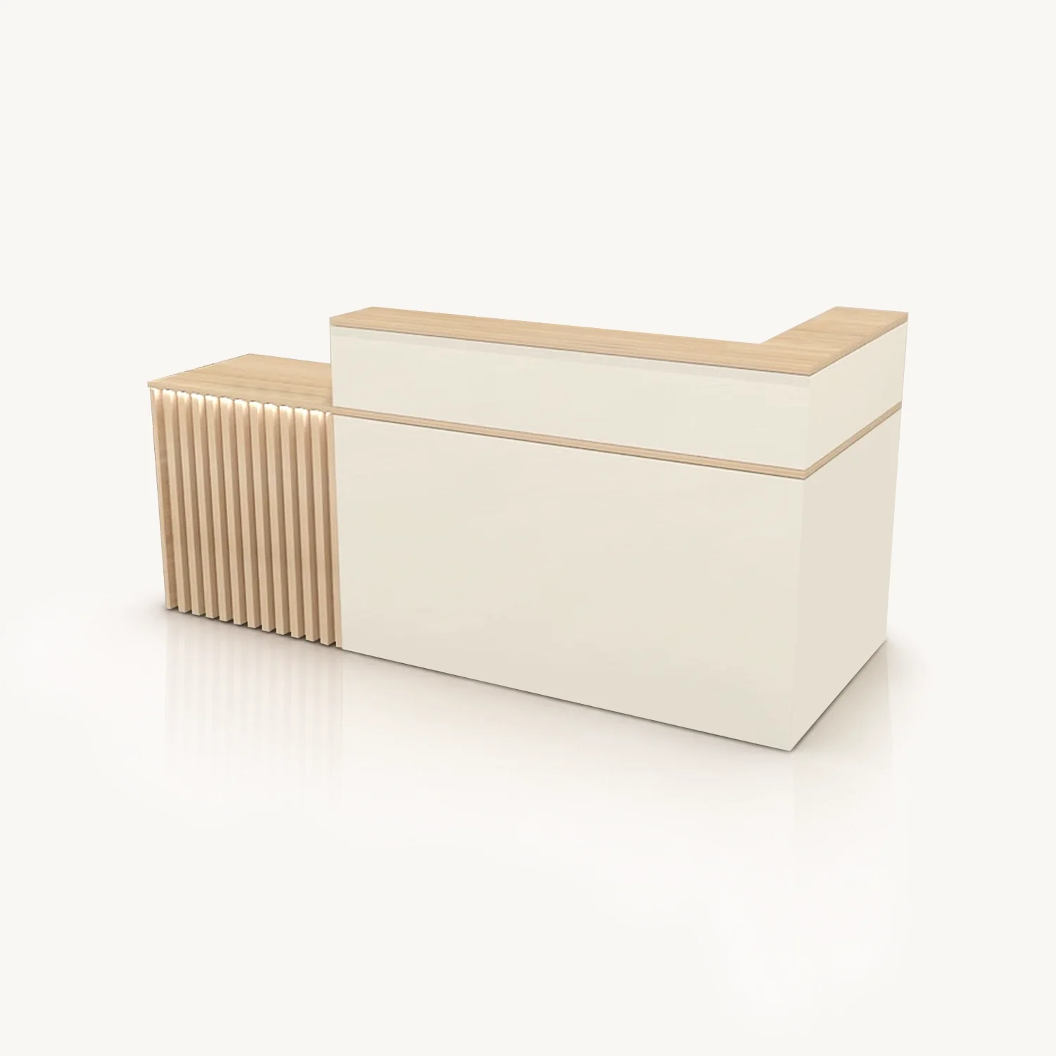 L-Shaped Reception Desk with Fluted Panel - Maoters