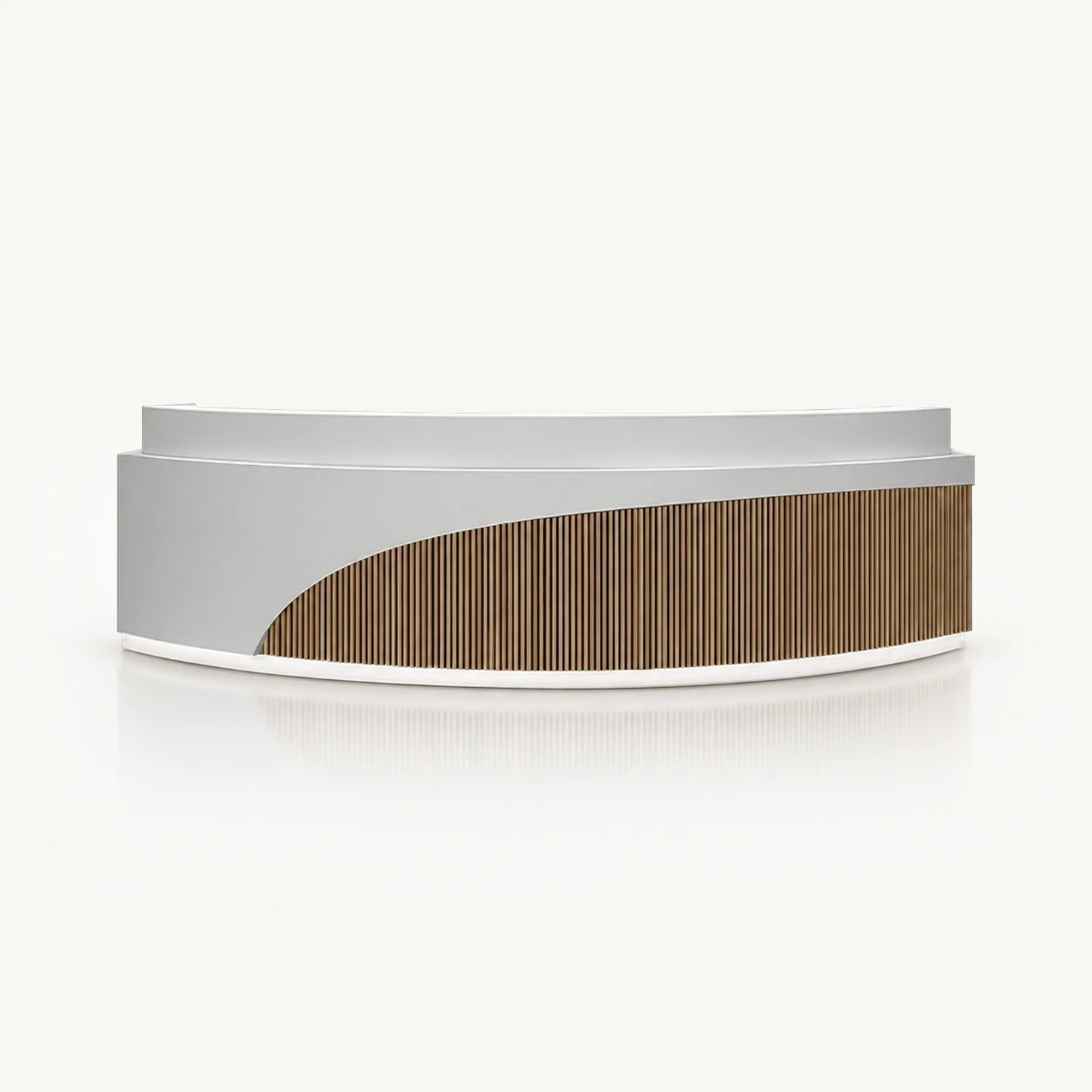 Modern Curved Service Counter with Wooden Grille