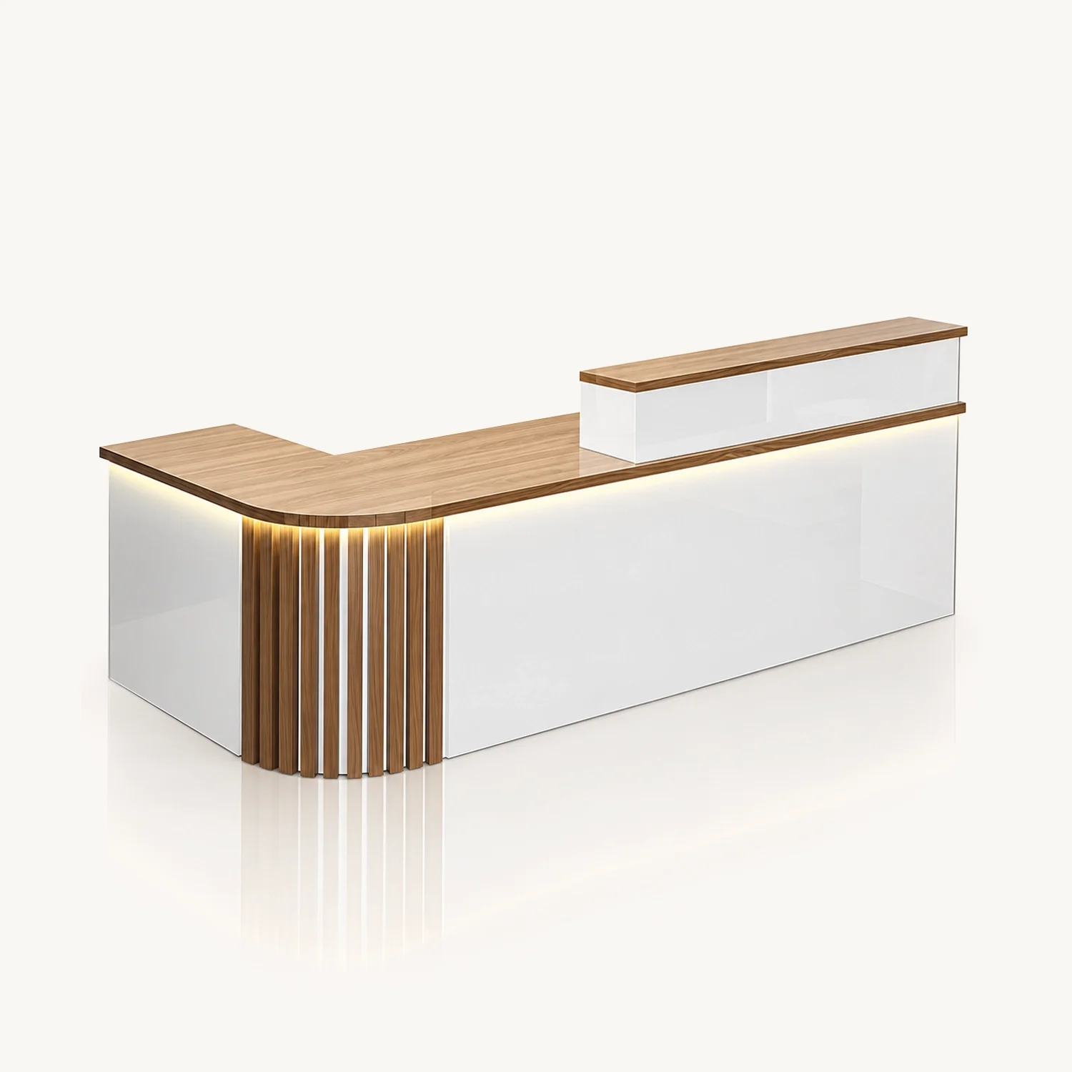 Curved Reception Front Desk with Separated Side Display Cabinet