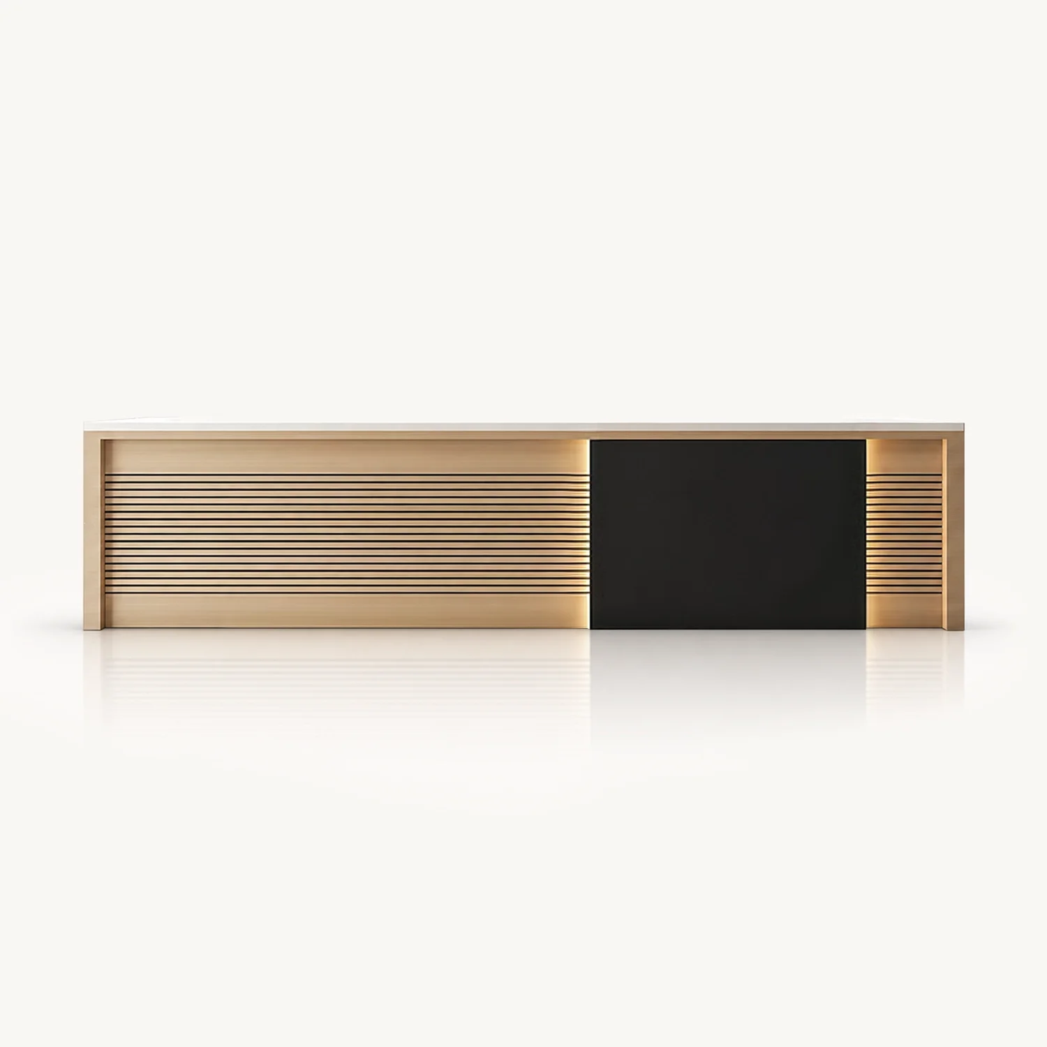 Modern Wood Slat Reception Desk - Maoters
