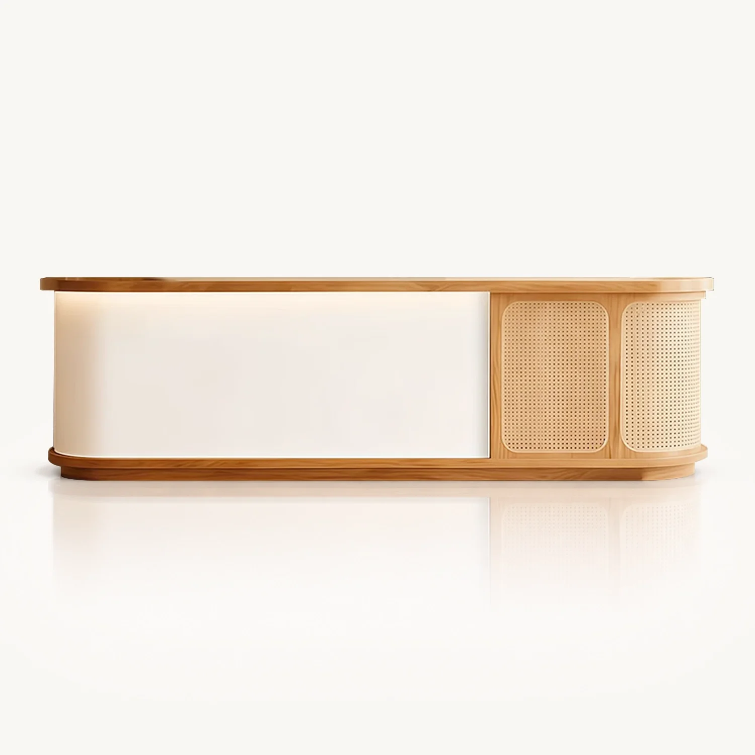 Rattan Curved Wood Reception Desk - Maoters