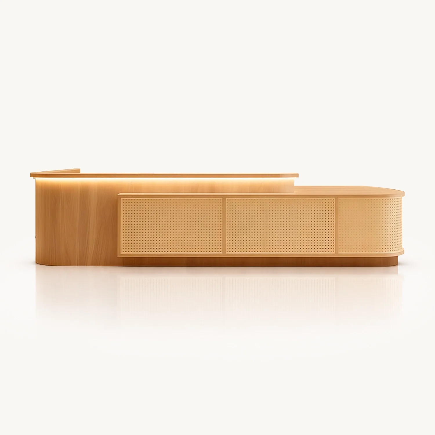 Modern Reception Desk With Rattan Panels - Maoters