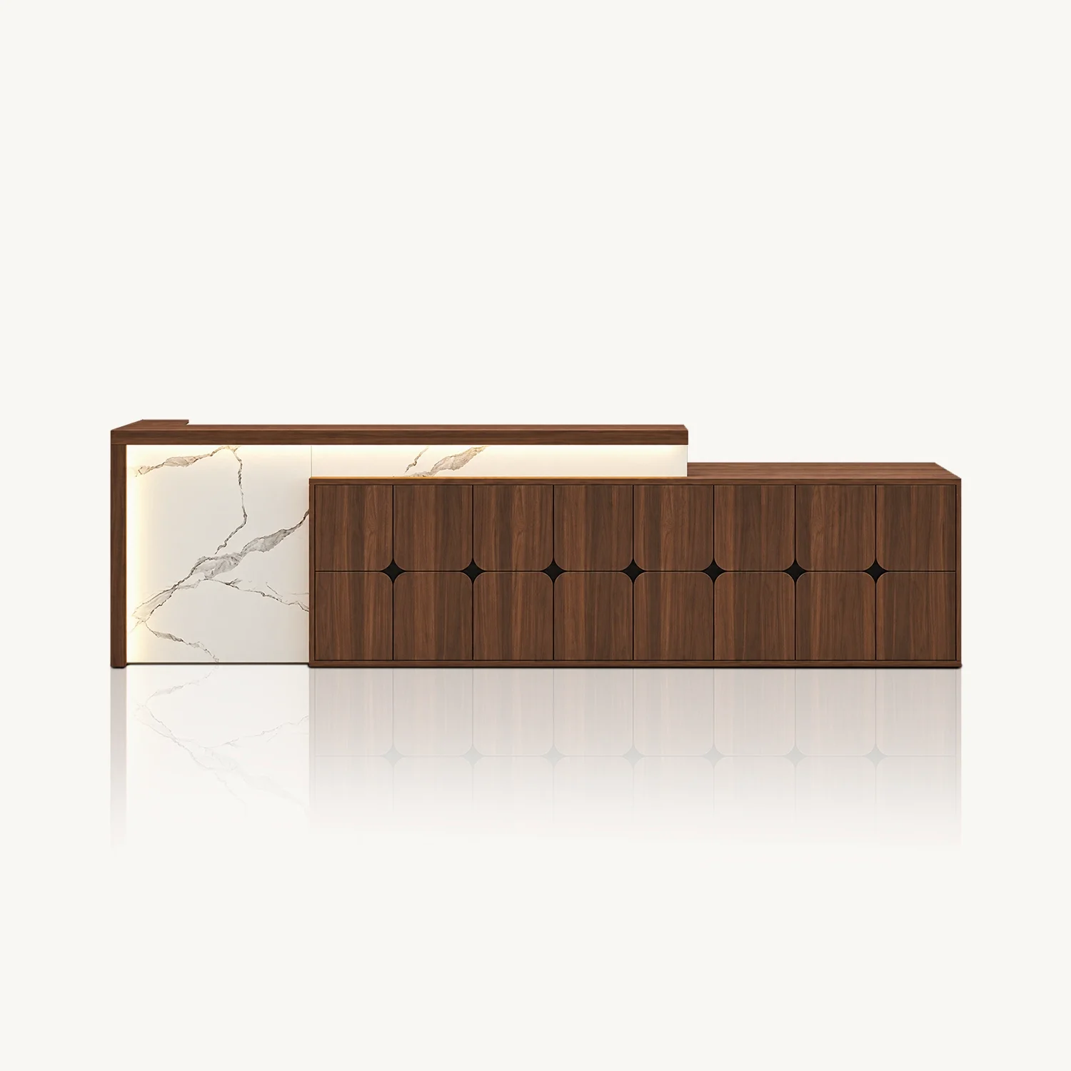 Modern reception desk with wood finish, suitable for office lobbies – Maoters