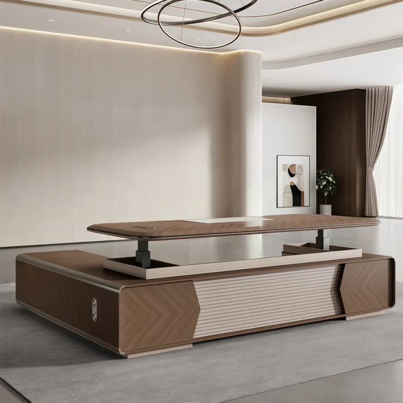 Contemporary Executive Office Desk with Electric Lift