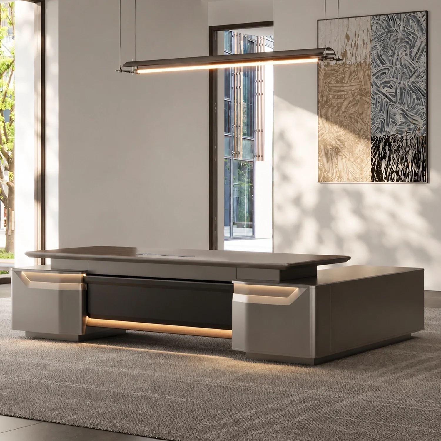 Modern Executive Desk with Sculpted Design for Executive Offices – Maoters
