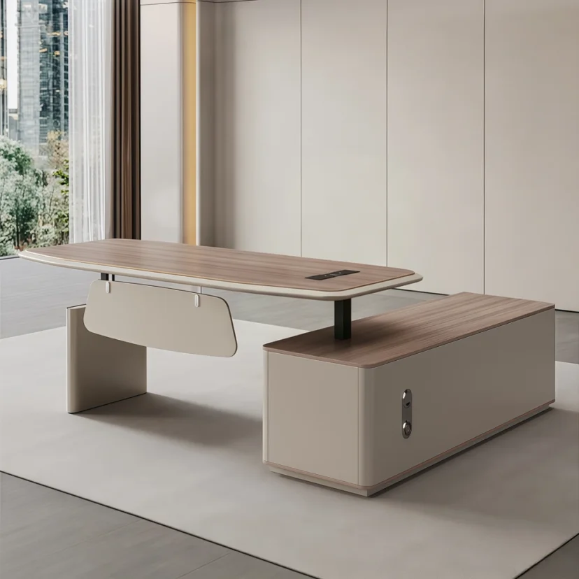 Electric Height Adjustable Standing Desk with Storage Cabinet – Modern Office Desk