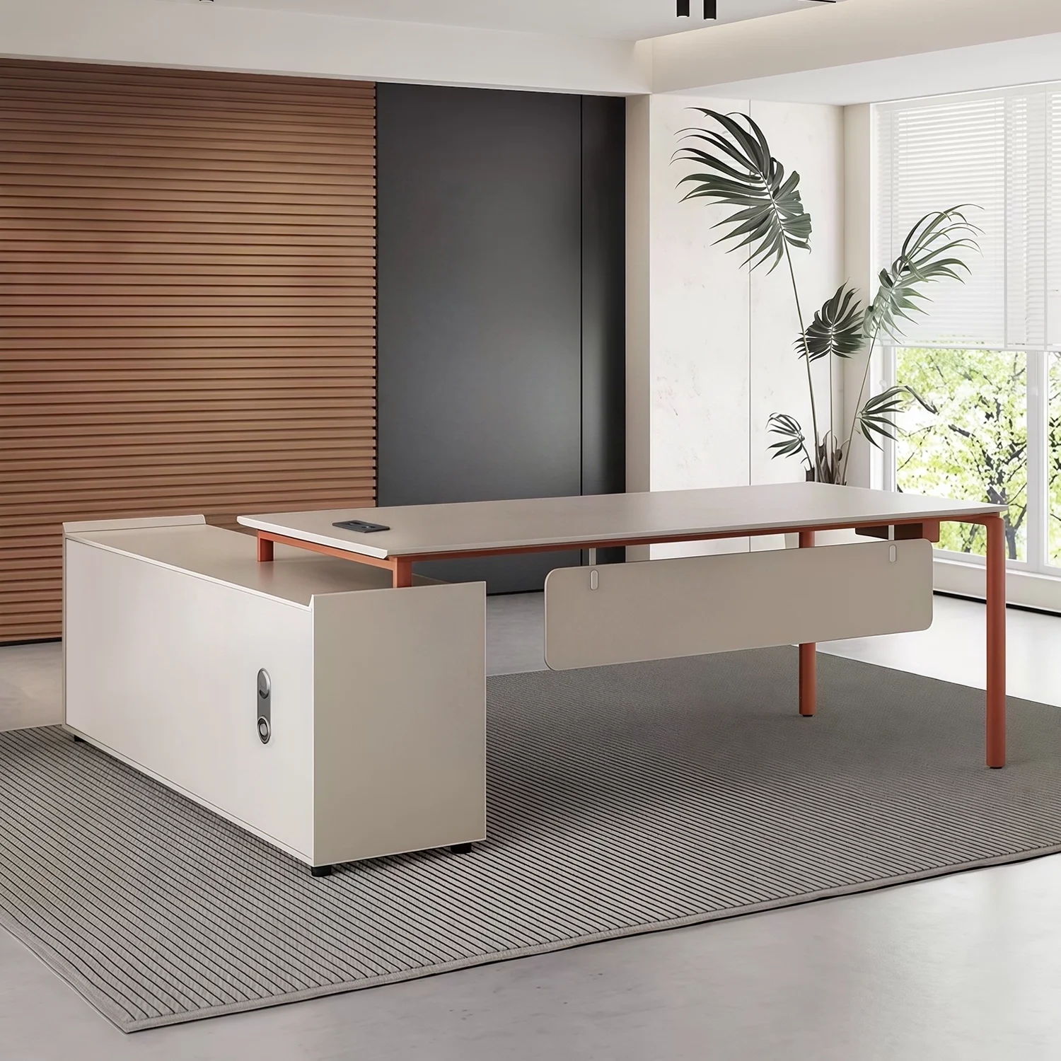 Modern Minimalist L-Shaped Executive Desk - Maoters