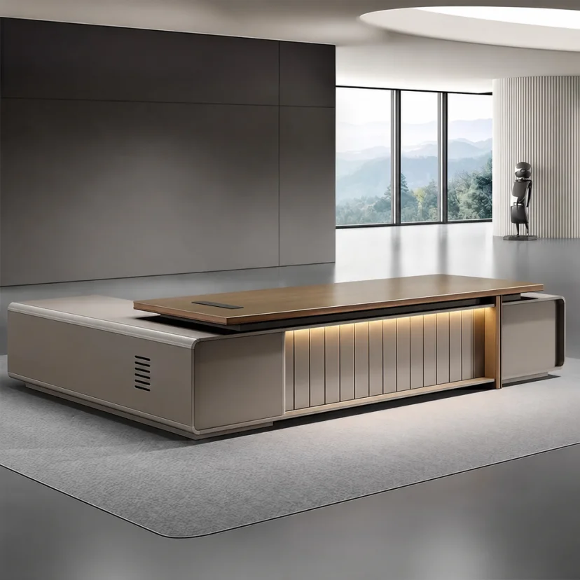Luxury Office Desk with Light Aesthetic — Modern Simple Design for High-End Study