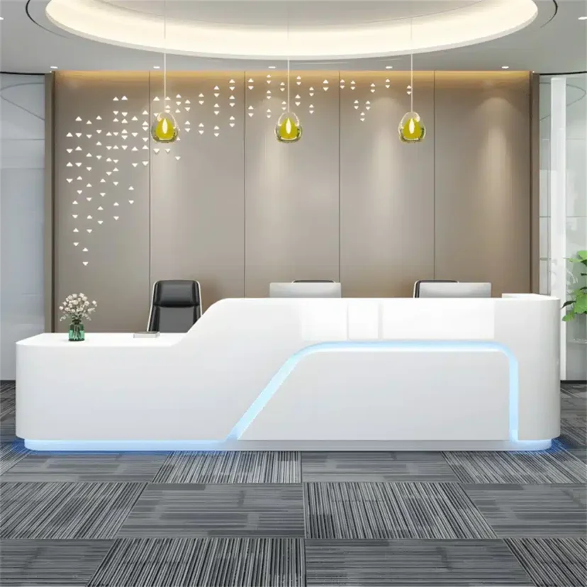 Corporate Lobby Sleek Lighted Reception Desk - Maoters