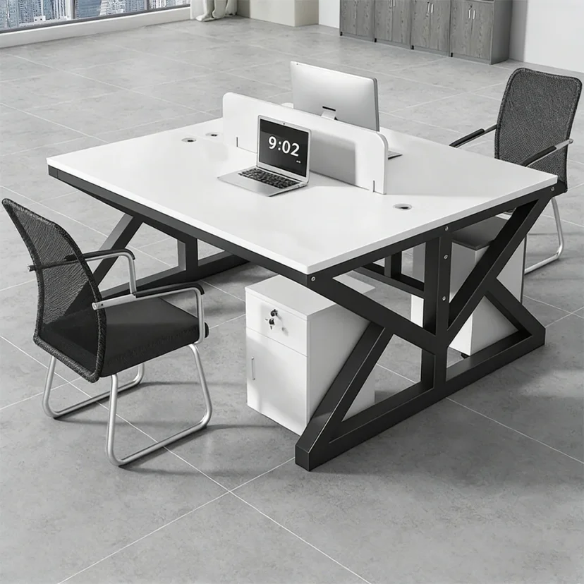 Minimalist Computer Desk with Screen Divider